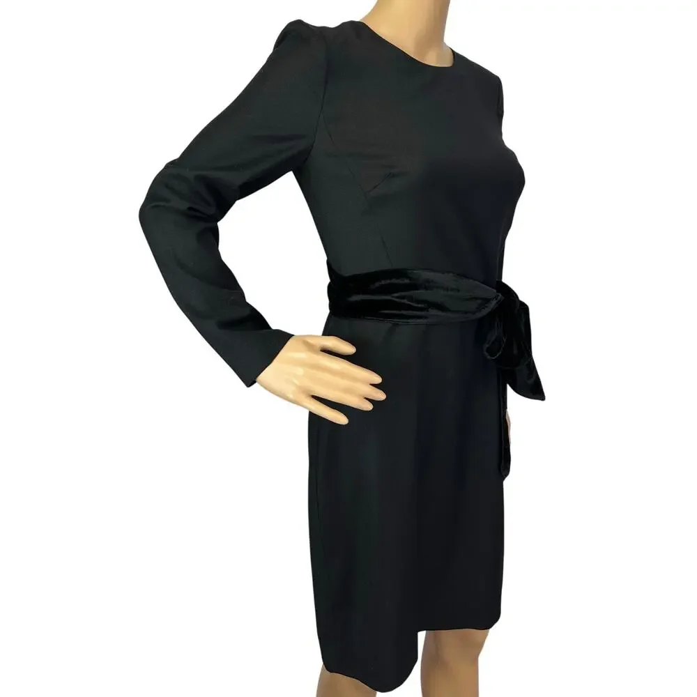 J. Crew Day To Night Velvet Bow Dress Black H3593 Size 0
